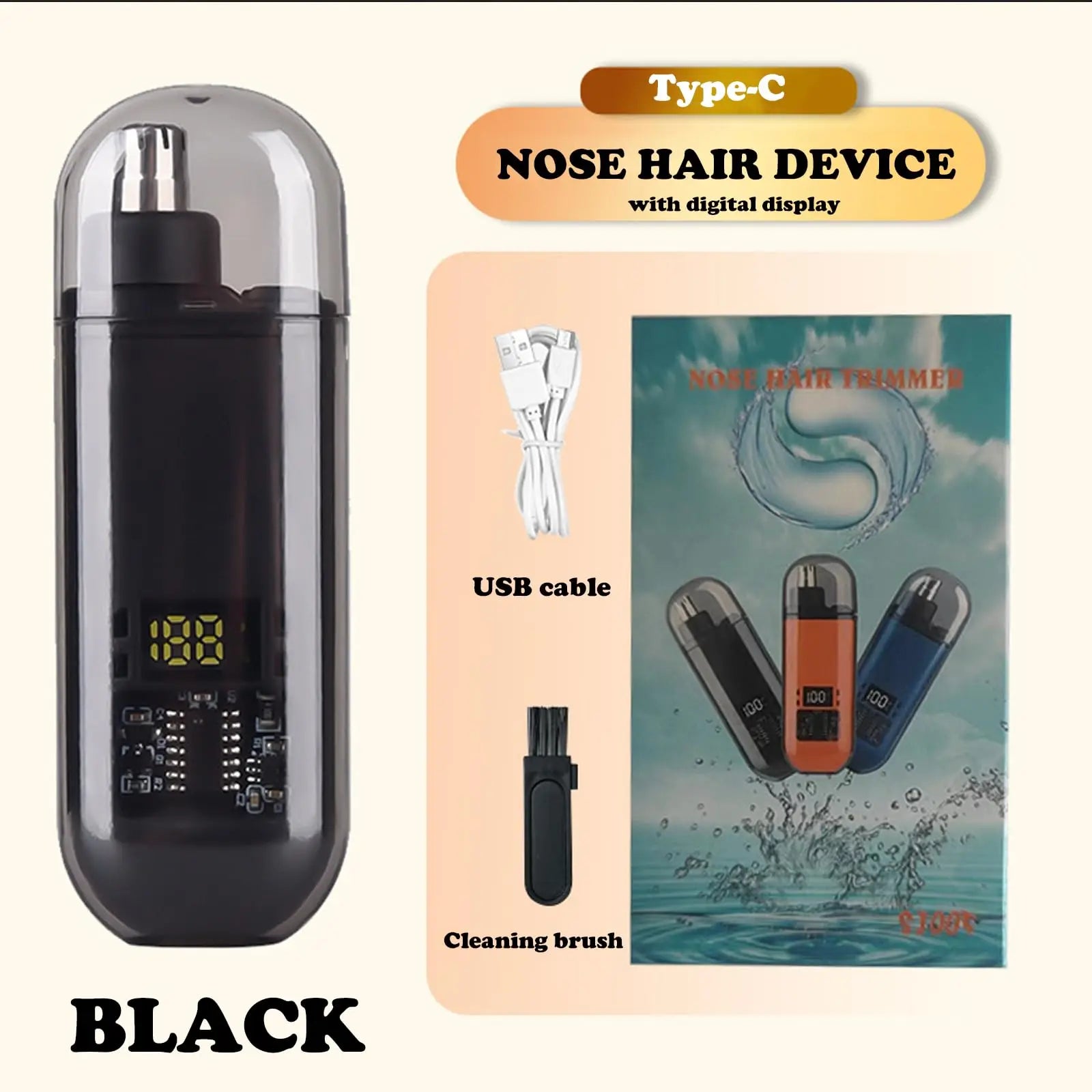 Suitable for men, USB charging nose and ear hair trimmer portable electric nose hair clipper, mini compact design, quick char