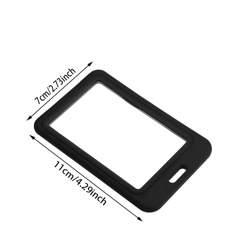1pc Cute Double Sided Transparent ID Card Holder Waterproof Name Badge Holder Horizontal Id Badge Holder