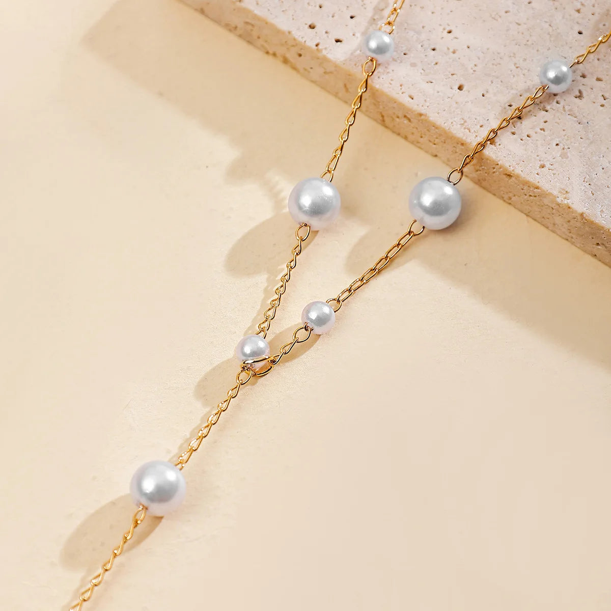 Elegant Imitation Pearl Y-Shaped Lariat Necklace For Women Simple Adjustable Long Sweater Chain Bridal & Banquet Jewelry Gift