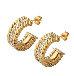Hoop Earrings for Women Trendy Golden Stainless Steel Earring Jewelry New - D10
