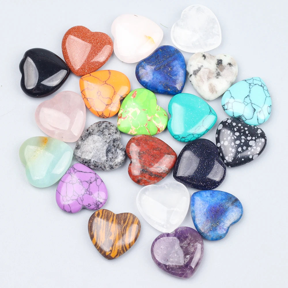 10/20/30PCS 20MM Heart Shape Stone Crystal Amethyst Love Healing Stones Irregular Mineral Gravel Specimen for Home Garden Dec