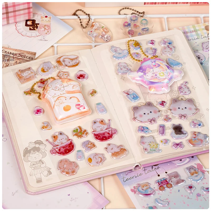 2 pcs Random Fun Pinch Hanging Cartoon 3D Puffy Stickers Scrapbooking Diy Journal Stationery Sticker Cute Deco School Supplie