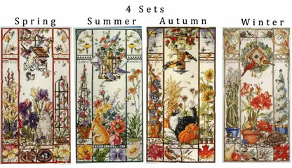 Gold Collection Lovely Counted Cross Stitch Kit Spring Summer Autumn Winter Cat Sampler Janlynn 023-0585 0580 0579, Season Ca