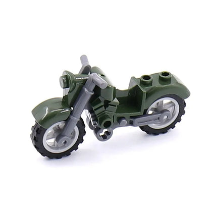 Military Weapon Motorcycle Colorful Toys For Children Accessories WW2 Motor Transportation Facility Militaries Compatible Blo