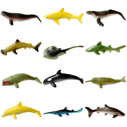 Simulation Plastic Animal Figurines Collection - Marine, Land & Insect Animals Miniature Set Toy for Kids Gift Playset Model 
