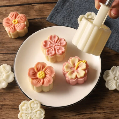 1 set DIY Mooncake Mold Plastic Hand Press Pastry Mold Hand Press Mung Bean Cake Model Pastry Embossing Make Kitchen Baking T