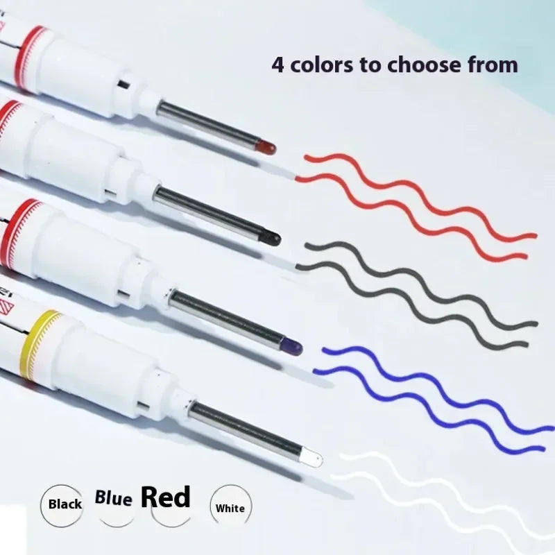 4/12 Pcs Waterproof Long Head Markers Deep Hole Marker Pen for Metal Carpenter Red/Black/Blue/Green Ink Woodworking Tools Mar