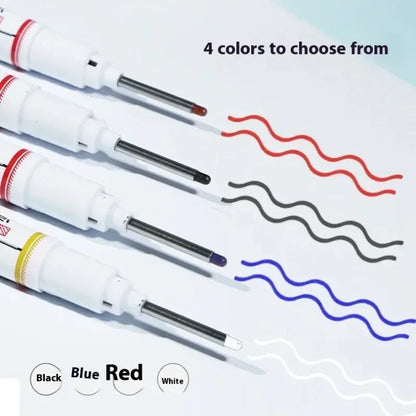 4/12 Pcs Waterproof Long Head Markers Deep Hole Marker Pen for Metal Carpenter Red/Black/Blue/Green Ink Woodworking Tools Mar