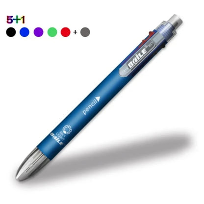 6 In 1 Multicolor Ballpoint Pens 5 Colors Ball Pen 1 Automatic Pencil With Eraser For School Office Writing Supplies Statione