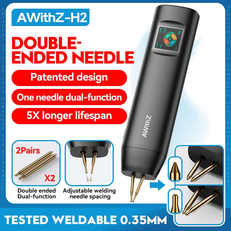 AWithZ Portable Spot Welder DIY Handheld Spot Welding Machine 90 Gears Adjustable Spot Welding for 18650 Lithium Battery - H2