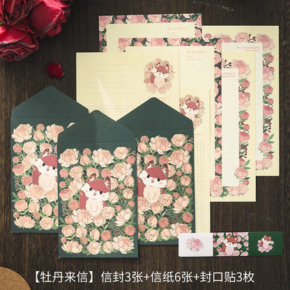 6 letter paper +3 envelopes Set Planner Stationery Supplies Message blessing letterhead - H