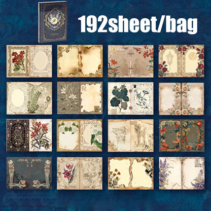 Mr.Paper 192pcs Vintage Style Notebook Set, Gold Foil Writing Pad for Journaling Note Taking, Retro Stationery Paper Sheets