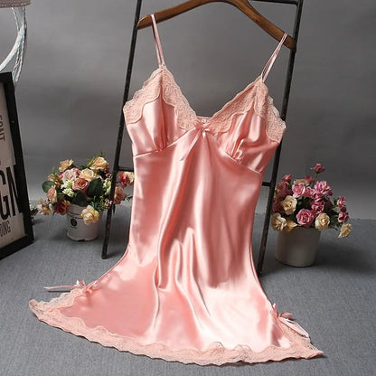 Sexy Lace Patchwork Camisola Lingerie Nighty Wedding Dress Sleep Wear Nightdress Clothes Women's Nightgowns Sexy Nightwear - 