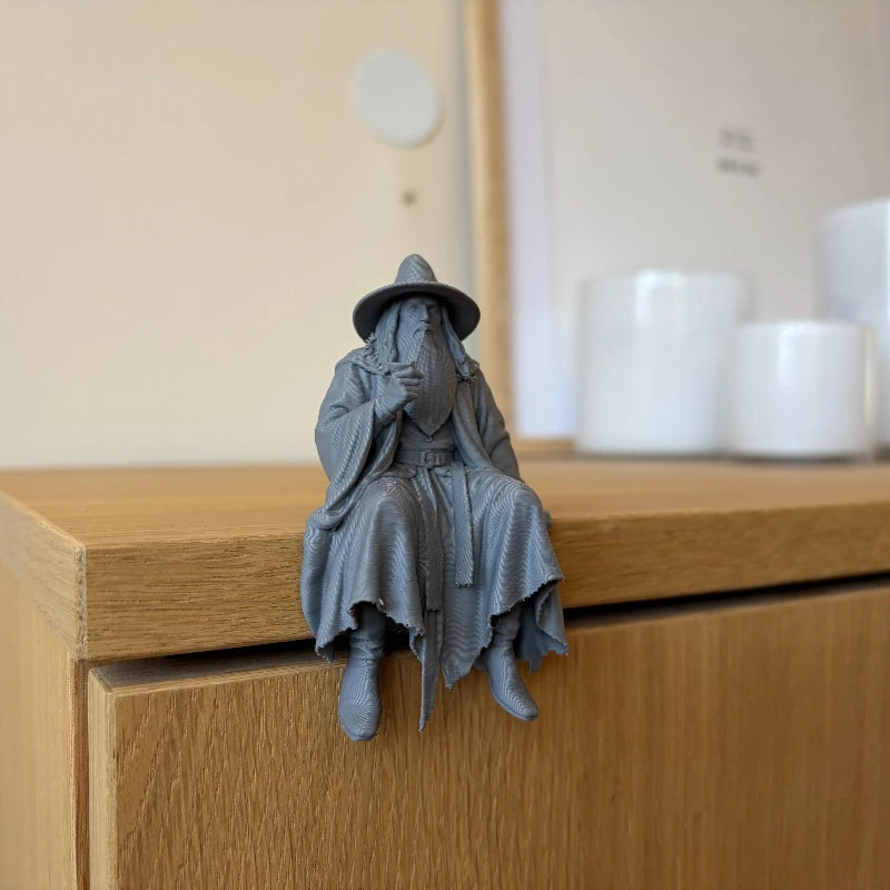 Medieval Fantasy Old Man Miniature Figurine Seated 3D Printed Vintage Wizard Home Desk Ornaments Home & Office Decorations Gi