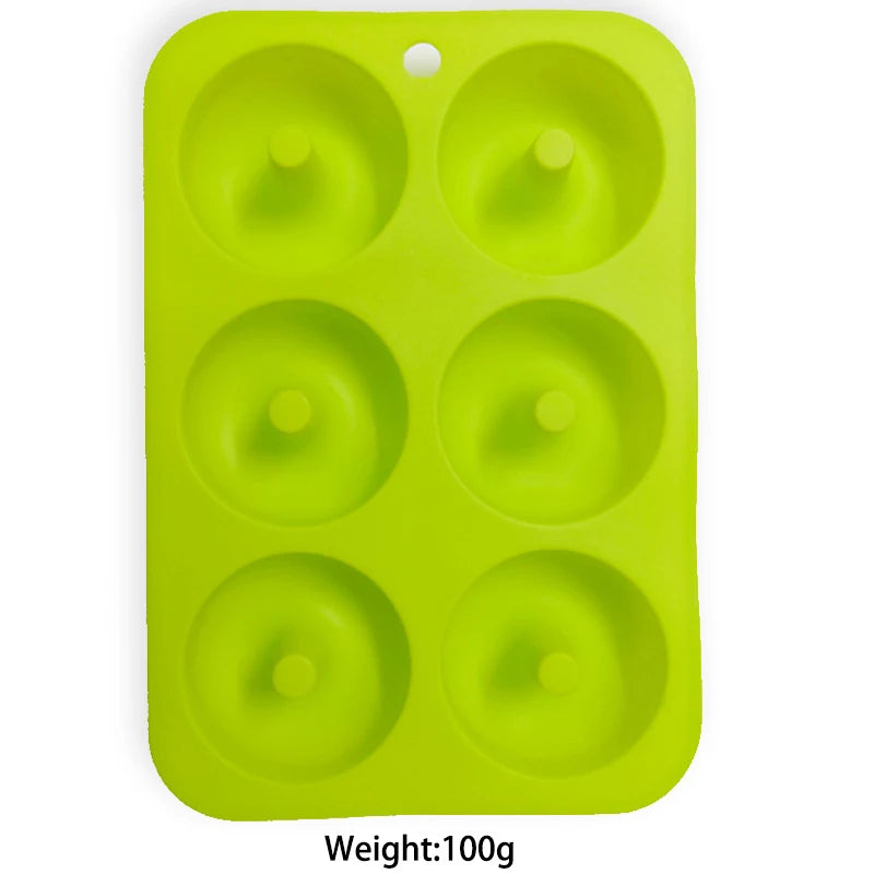 Heat Resistant Silicone Donut Mold for 6 Doughnuts Food Grade Silicone Bagels Pan for Baking Non Stick Mini Cupcake Mould - G