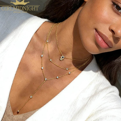 2026 New Fashion Lariat Layering Necklace for Women Double Laryered Long Chain Drop Pendant Choker Necklaces Fashion Gifts