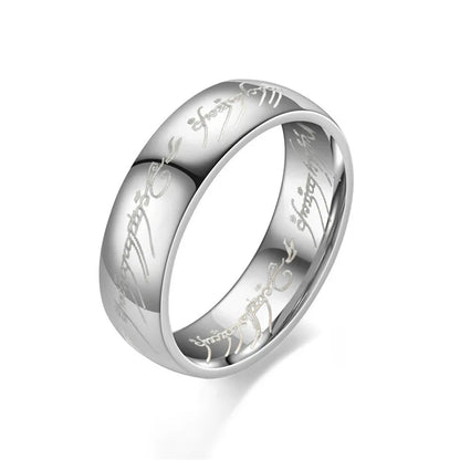 6MM Stainless Steel Laser Engraving Exquisite Couples Wedding Rings, Men And Women Fashion Movie Jewelry Gifts