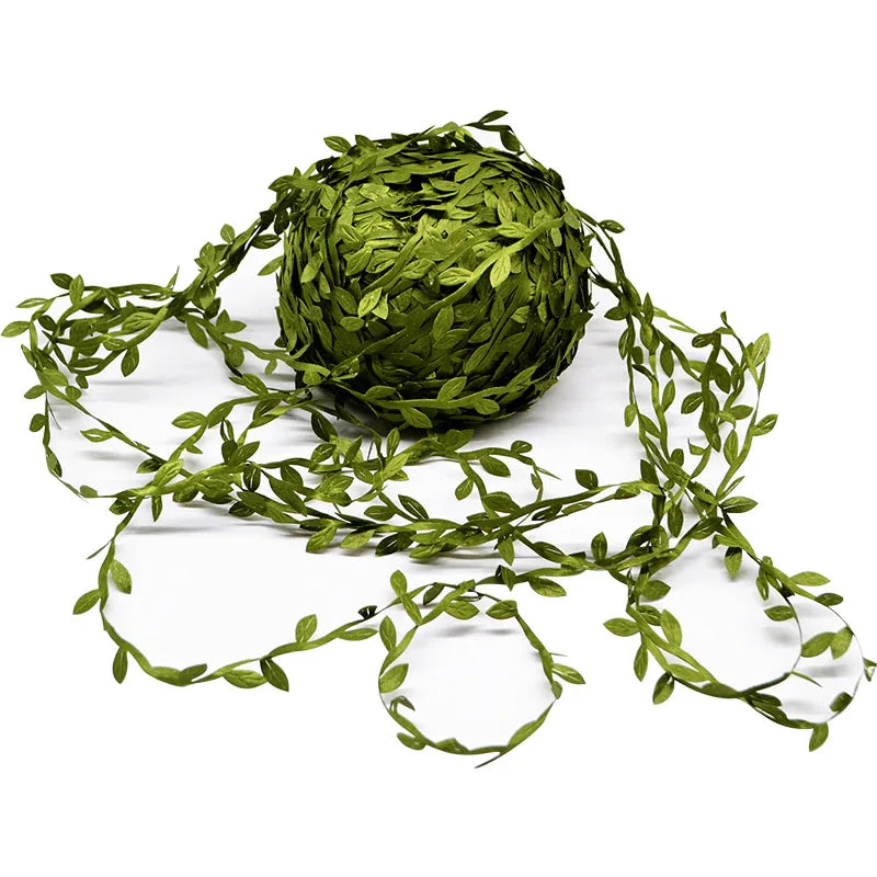 10/20M Silk Leaf-Shaped Handmake Artificial Green Leaves Faux Vines Bathroom Decorative Diy Wreath Accessories Home Decoreati