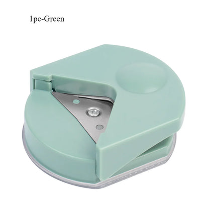 circle cutter button maker Corner round machine corner punching portable paper cutter card photo cutting - 1pc-Green