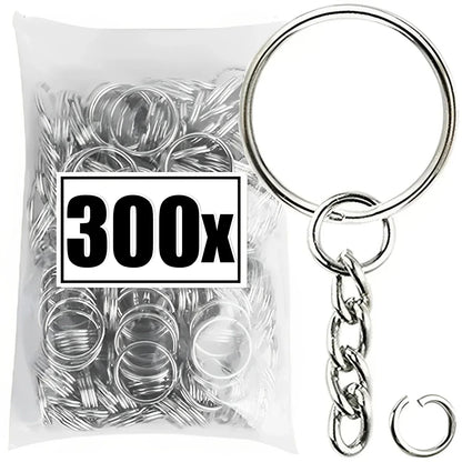 50/500pcs Silver Plated Metal Blank Keyring Keychain Split Key Rings with Chain Climbing Buckles Carabiner Keychain Accessori