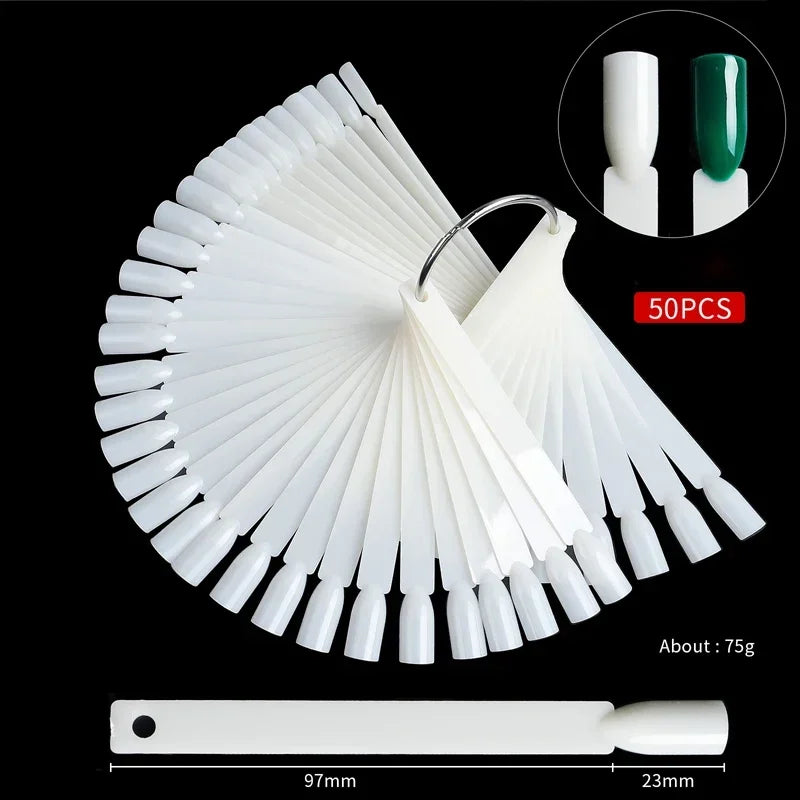 50 Tips Clear Nail Swatches Color Card Display Chart Gel Polish Template Nail Art Sample Stand Acrylic Palette for Nail Salon