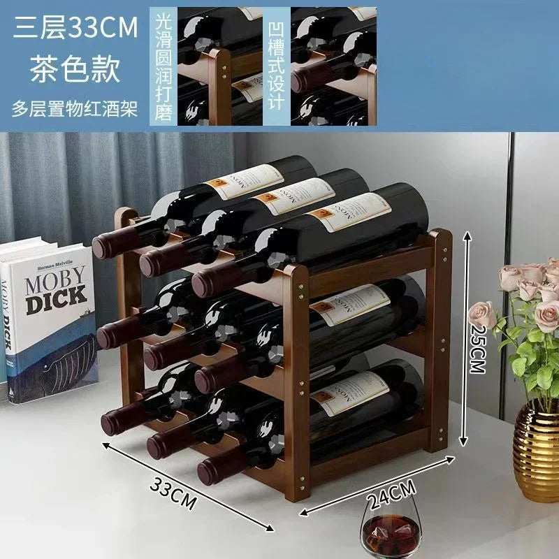 Red WineRack Decoration Household Grid Wine Display Rack Table Creative WineBottle rack Simple wine Cabinet Assemble StorageR