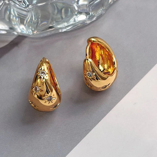 Oversized colorful Stud Earrings with Full Diamonds and Drop-shaped Pendants in European and American Styles