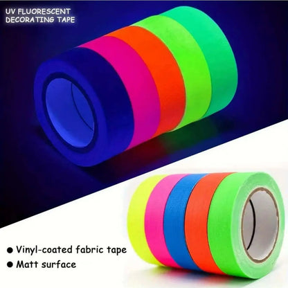 5/10pcs Fluorescent Neon Adhesive Tapes - 5 Colors - UV Black Light - Party Decoration, Halloween, Crafts - 5m X 12.7mm