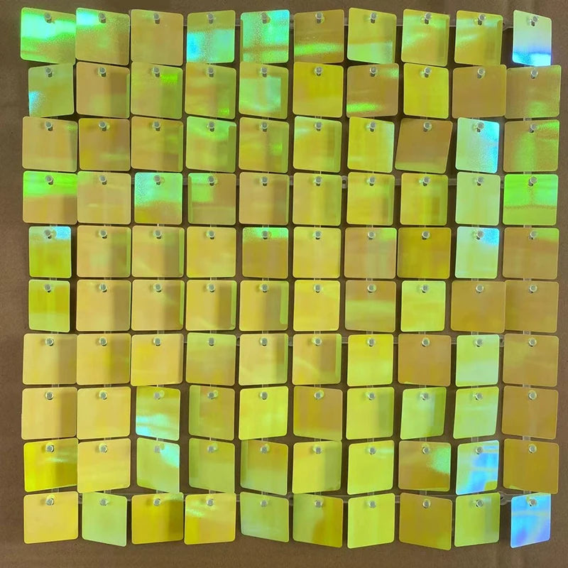 6-30Pcs Colorful Glitter Sequins Background Wall Panels Light Gold Square Shiny Panels Wedding Birthday Christmas Party Backd