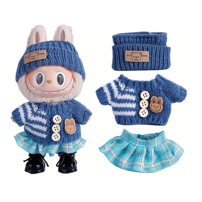 For Labubu accessories Sitting Party Series Classic Dress Grid For Labubu outfit Kid Gift Labubu clothing labubu clothes - no