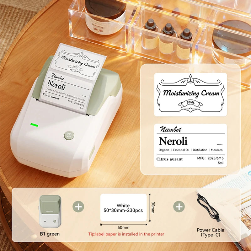NIIMBOT B1 Portable Thermal Printer With Tapes 2 Inch Adhesive Label Printer Mini Bluetooth Sticker Maker Support Smartphones
