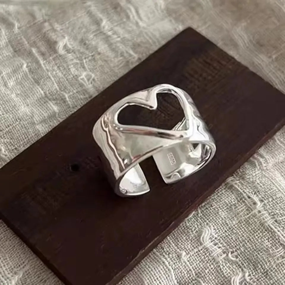 VENTFILLE 925 Sterling Silve Flower Ring for Women Gift Hollow Out Design Retro Hip Hop Versatile Jewelry Party Gift - FFMM01