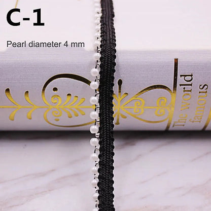 1yard/lot White black Pearl Bead lace Ribbon Tape lace fabric Trim Ribbons for DIY Sewing Garments Handmade Clothing Accessor