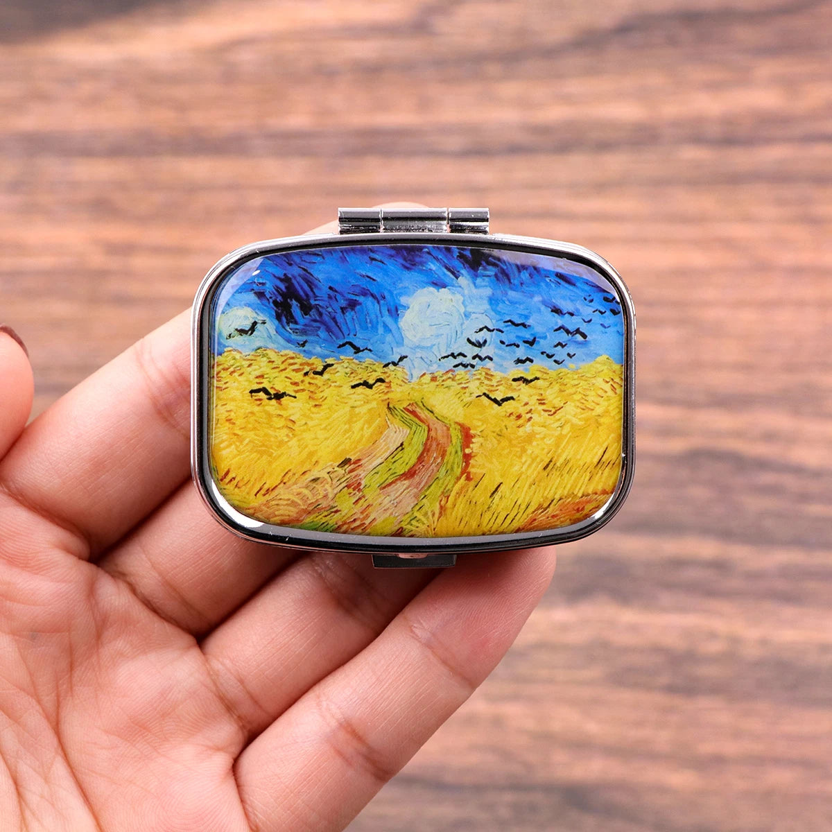 Van Gogh Art Mini Pill Box 2-Compartment Medicine Pill Organizer Household Portable Medicine Storage Box Travel Jwelery Gift