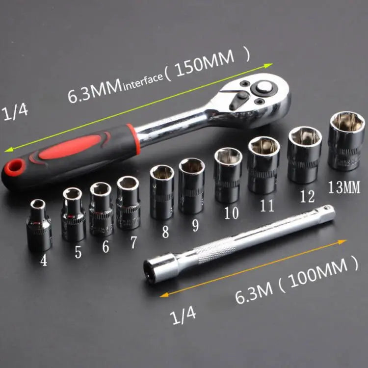 12 Pcs Set Wrench Socket Set Motorcycle Bicycle Repairing Tool Hardware Car Boat Auto Repair Tools Bike Multitool Bike Tool K
