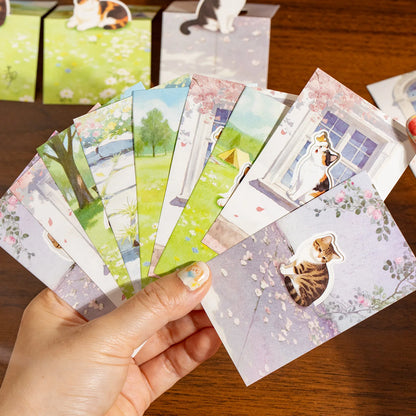 90pcs White Kraft Cat Sticky Notes - Cute Watercolor Kitten Design for Journal & Reminders