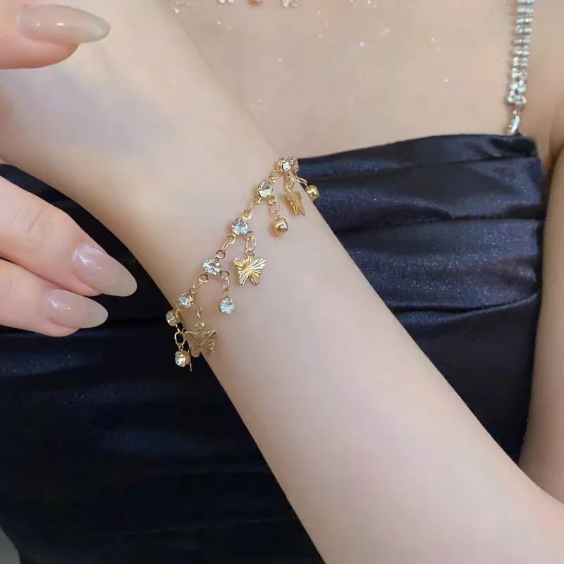 Zinc Alloy Bracelet Sparkling Zircon Flower Bracelet Handmade Bracelet Alloy For Daily Wear Fashion Accessory Party - Butterf