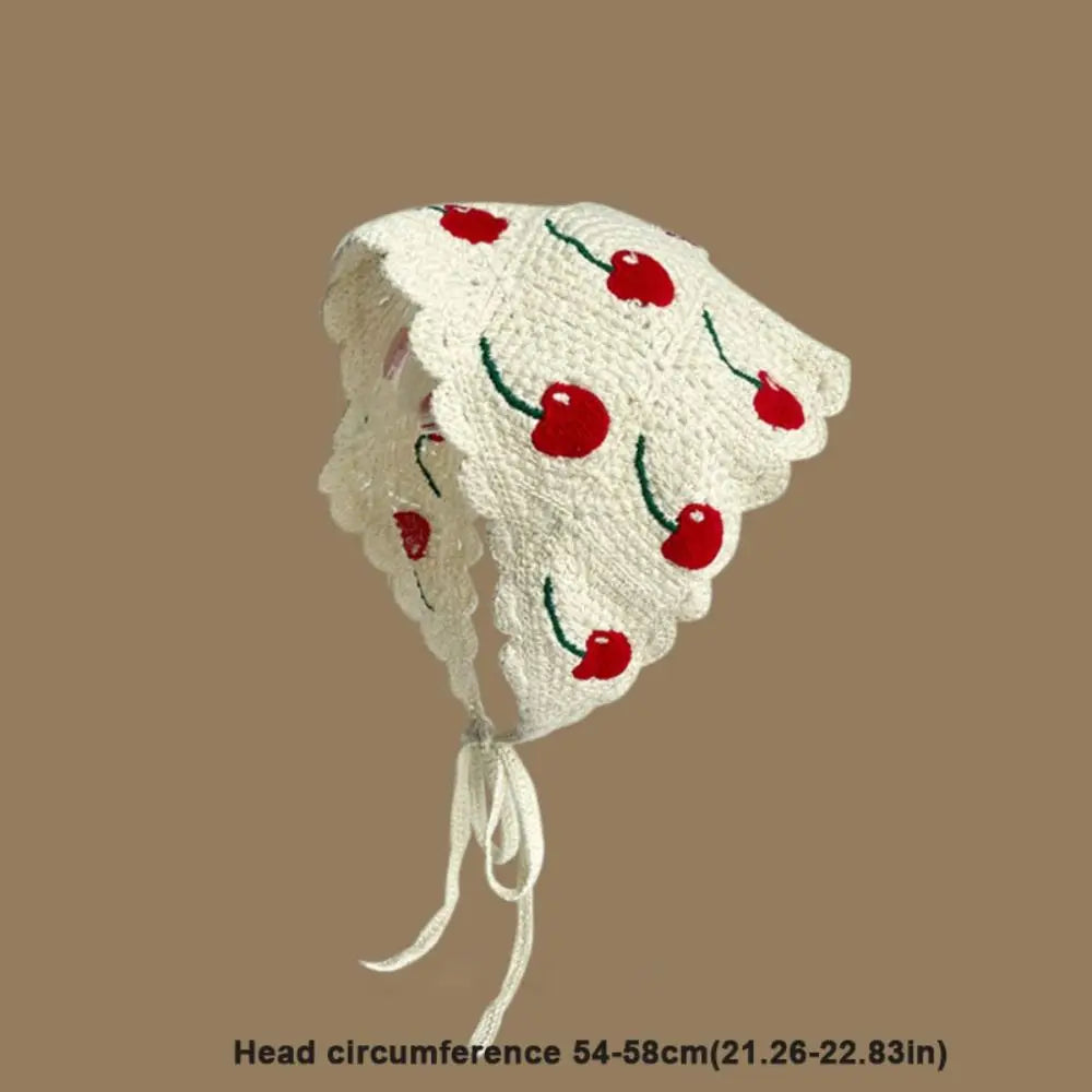 Retro Knitted Triangle Headband Crochet French Pastoral Style Girl Flower Headscarf Handmade Hollow Beach Vacation Headkerchi