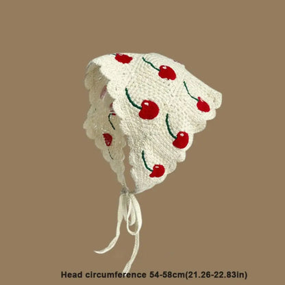 Retro Knitted Triangle Headband Crochet French Pastoral Style Girl Flower Headscarf Handmade Hollow Beach Vacation Headkerchi