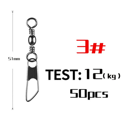 50Pcs Stainless Steel Snap Swivel Saltwater High Strength Snaps Fishing Barrel Line Connector Barrel Safety Snap Fishing Tack