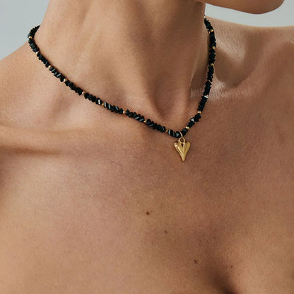 New Irregular Choker Vintage Tassels Zircon Heart Pendant Necklace For Women Female White Imitation Pearl Chain Valentine's G