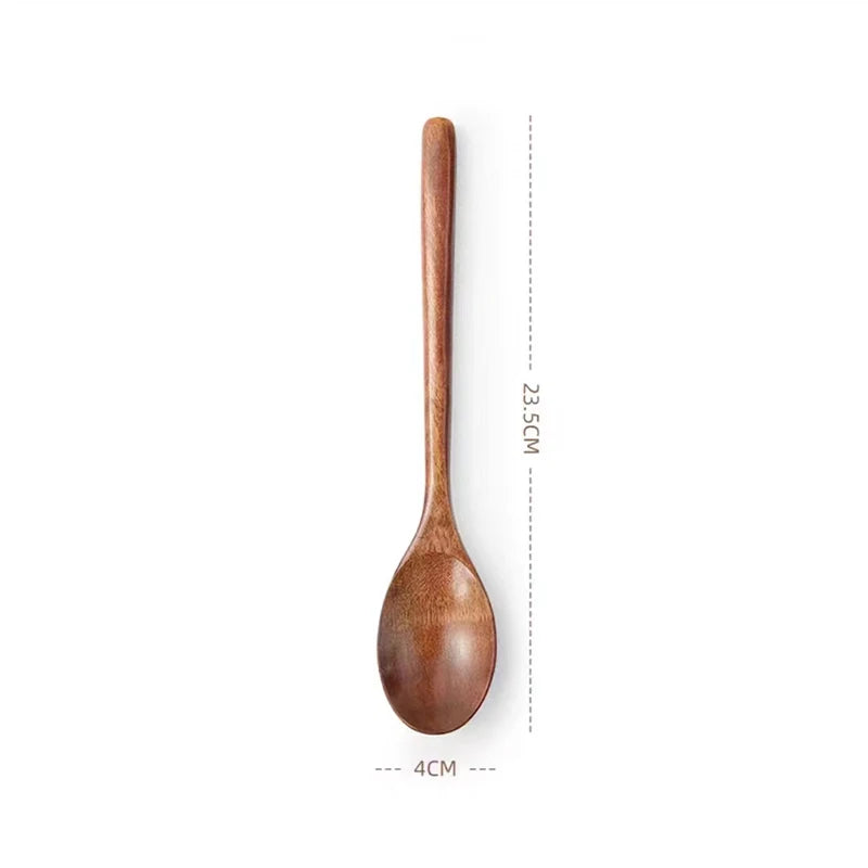 2pcs Wooden Spoon Tableware Kitchen Cooking Utensil Tools Soup Tea Spoon Catering Cooking Tool Coffee Soup Teaspoon Honey Spo