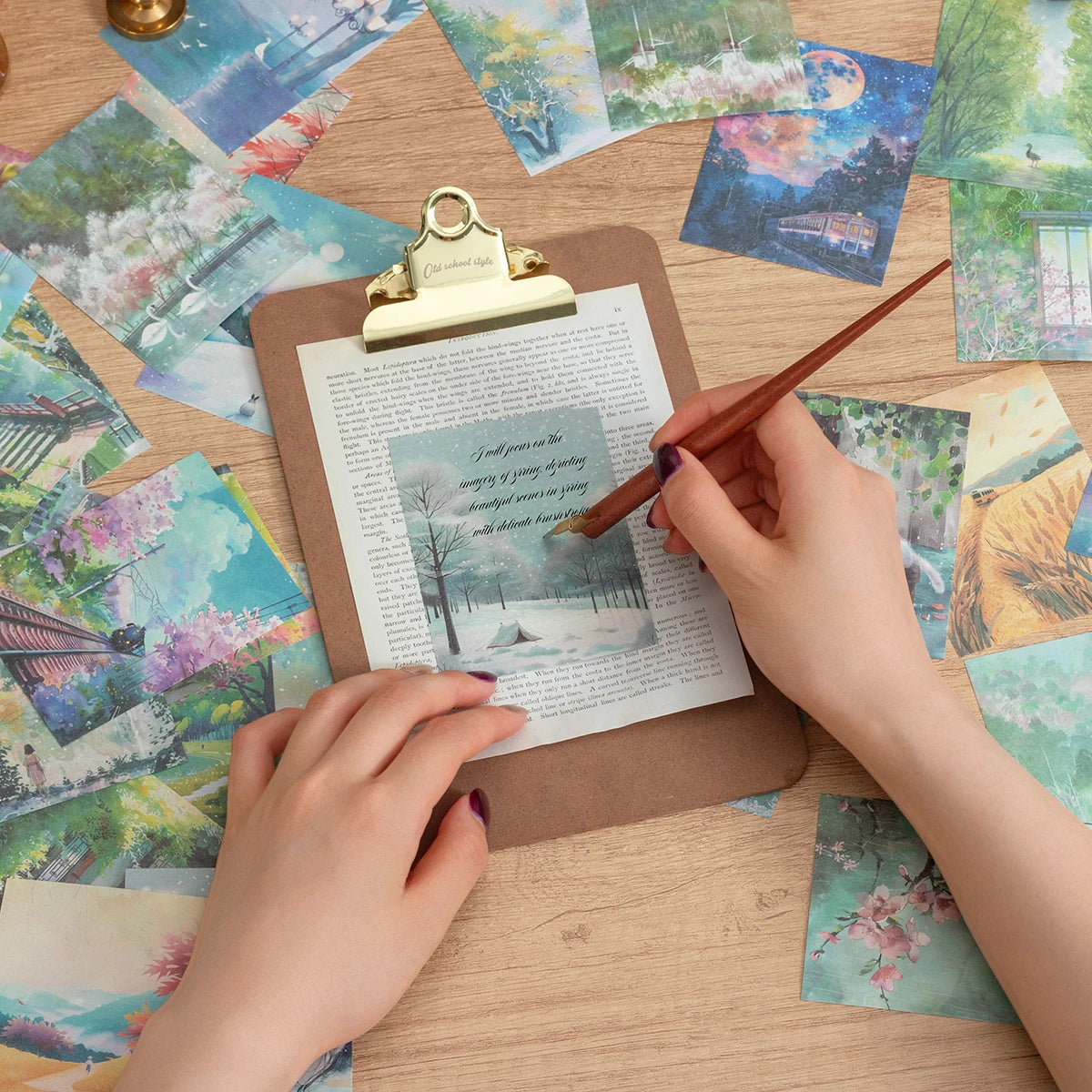 200 Sheets Per Book of Floral Landscape Patterned Paper, Various Themes Available, DIY Notebook Album Decoration Materials