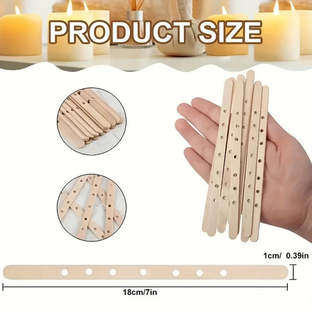10/20/50pcs Wooden Candle Wick Holders Candles Mold Fixed Bracke Porous Wooden Holders Centering Device Bar for Candle Making