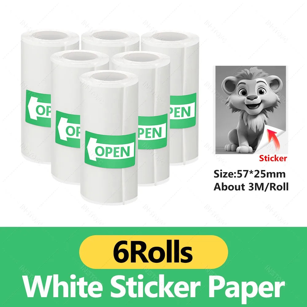 Thermal Printer Papers 57mm Color Papers for Camera Instant Print Kids Camera Printing Inkless Mini Portable Photo Printer - 