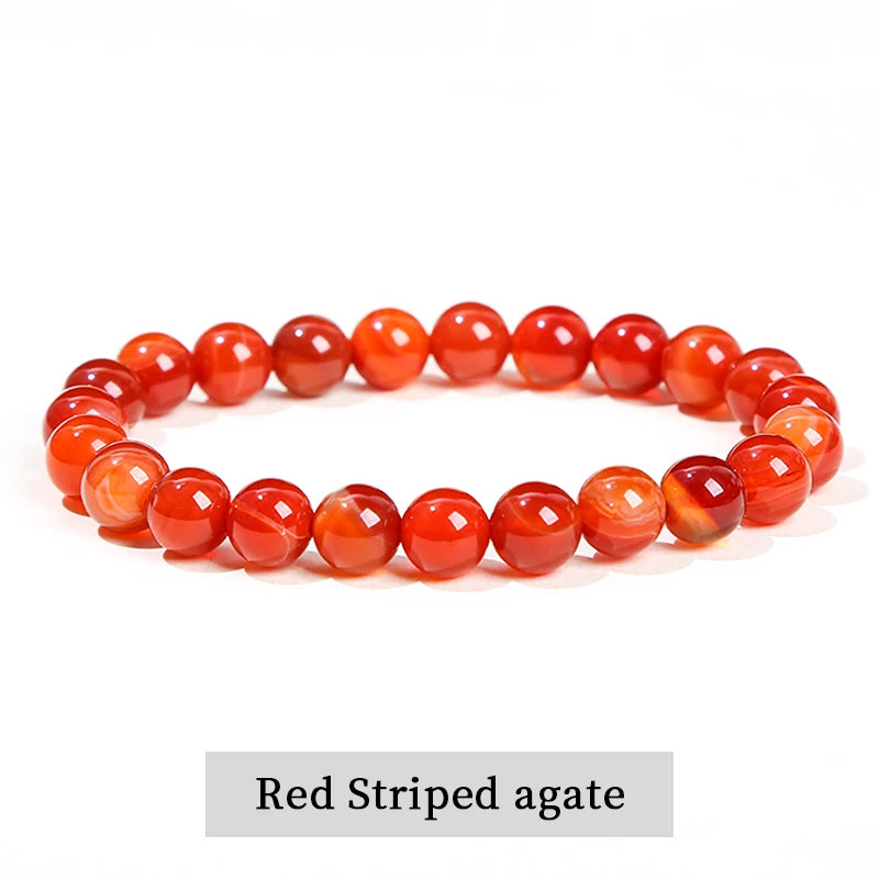 JD Natural Stone Beads Bracelet Amethyst Tiger Eye Crystal Quartz Agate Gem Beads Bangles Women Men Reiki Healling Jewelry Gi
