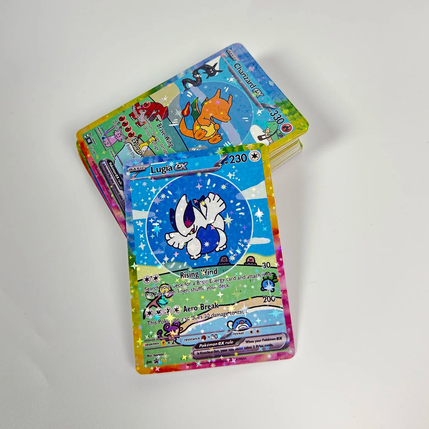 Shiny 55Pcs Cute DIY Card Proxy Pokemon My bubble friends Holographic Anime Version Classical Collection Cards Eevee Charizar