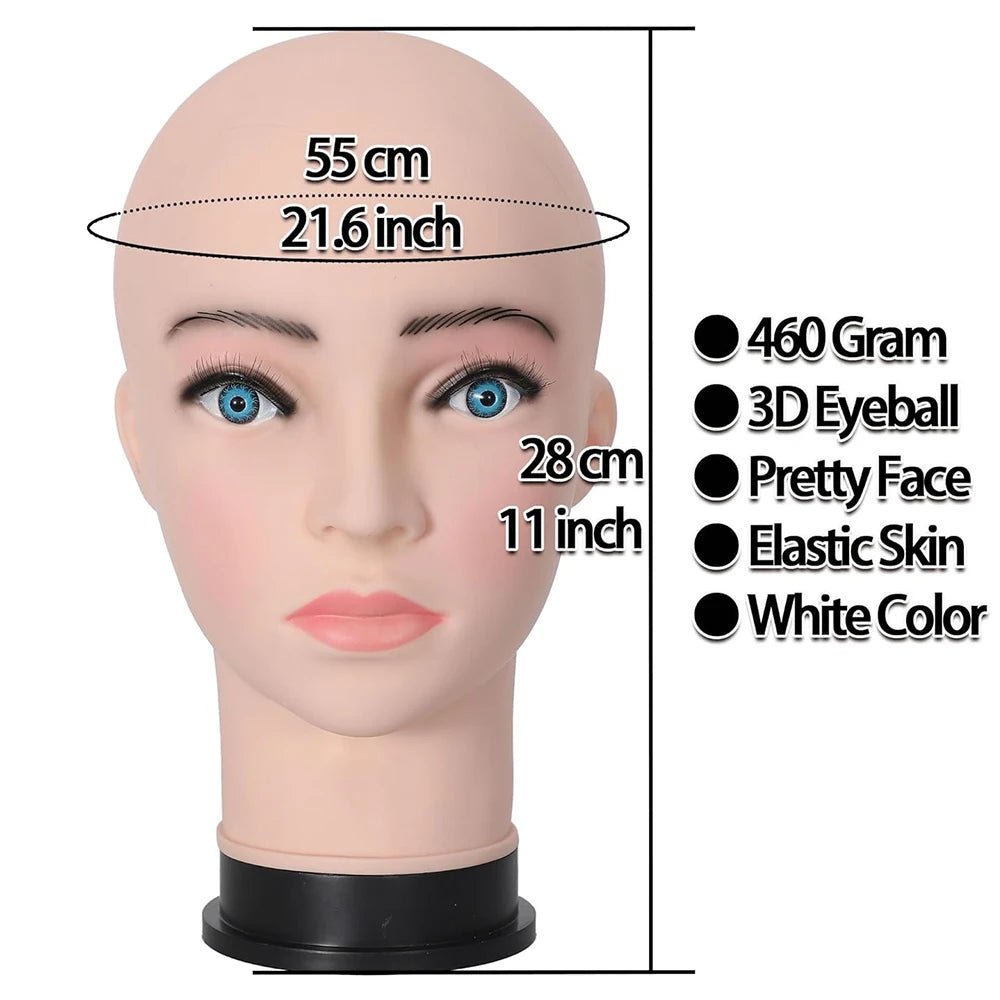 Mannequin Head With T-pin Wig Cap Tripod For Women Making Wig Hat Glasses Mask Display Cosmetology Manikin Head Makeup Practi