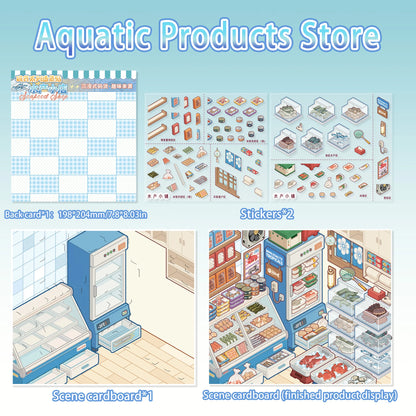 Extra-Large Vintage Grocery Store Scene Stickers, Miniature Stickers for Product Storage Series, 3D DIY Decorative Collage St