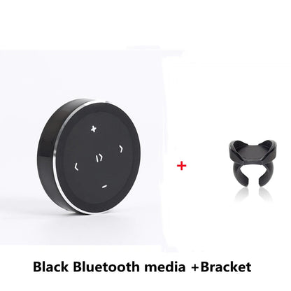 Mini Wireless Bluetooth-compatible Media Button Remote Controller Car - Black with Bracket